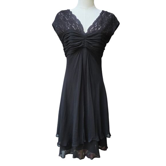 Donna Ricco Vtg Y2K Whimsigoth Fairy Grunge Sheer Silk Lace Babydoll Dress 10P - Picture 1 of 12
